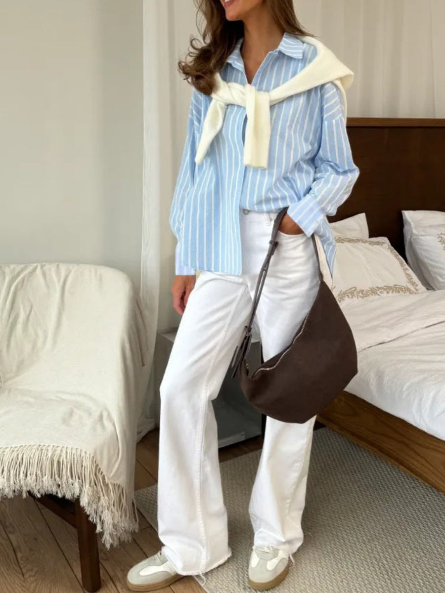 Stripes Cardigan Commuting Shirts