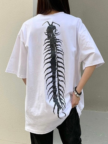 Street Distressed Graphic Print Oversized Short Sleeve Tee