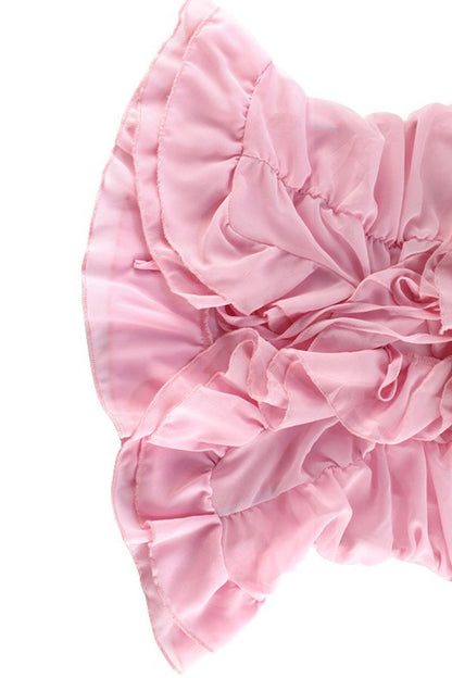 Bishop Sleeve Off Shoulder Blouse Layered Ruffle Skirt Set