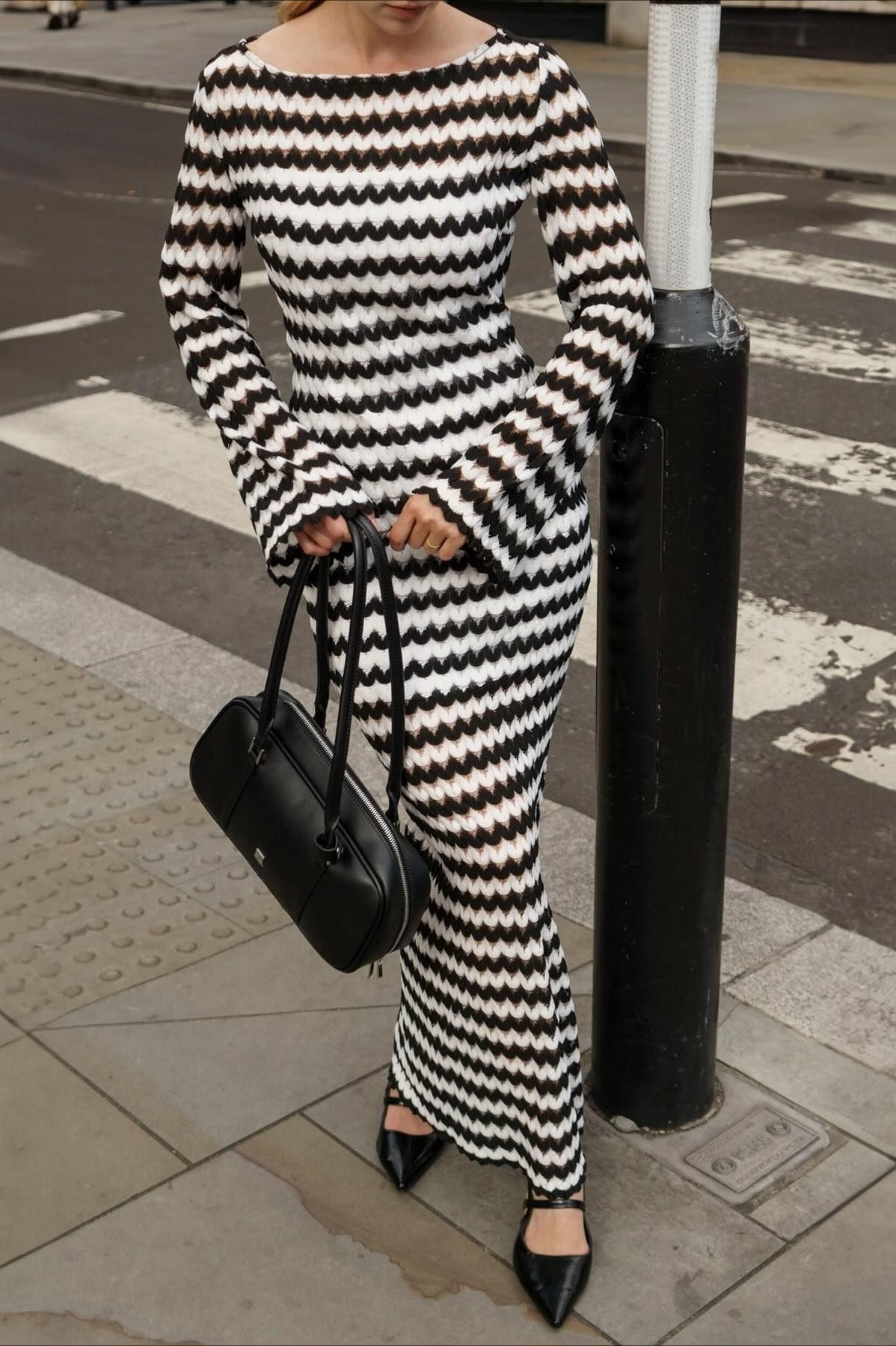 | Colorblock Stripe Long Sleeve Maxi Dress
