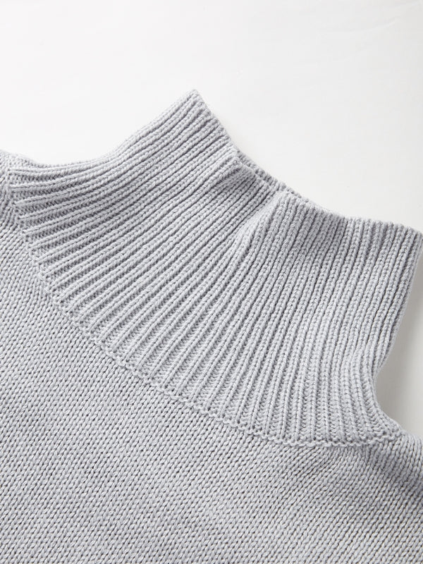 Solid High Neck Loose Sweater