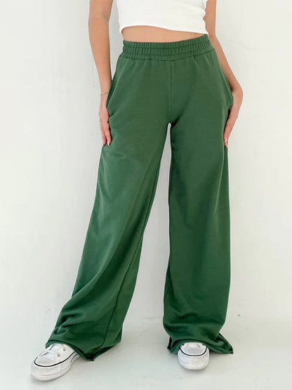 Solid Color Rolled Sweatpants