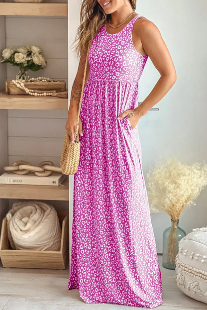 rosy leopard print maxi dress