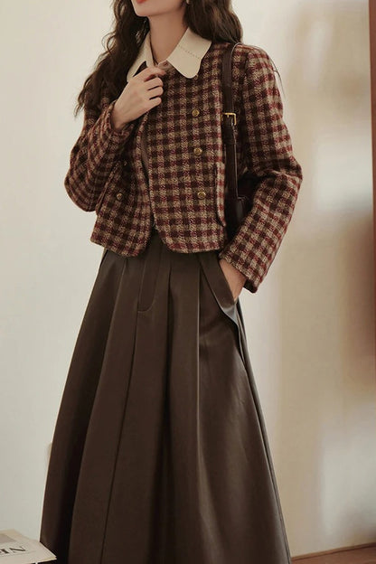 Vintage Plaid Single Breasted Jacket