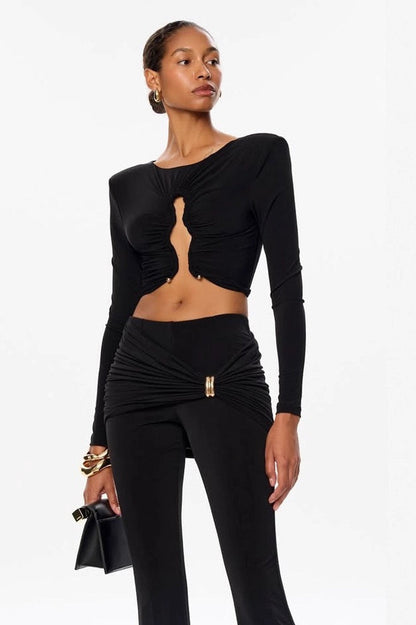 Chic Ruched Bodycon Top Pants Set
