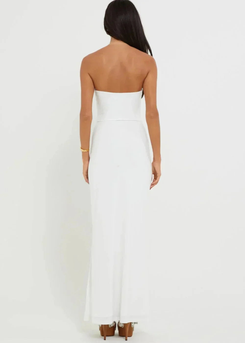 Strapless Sweetheart Ring Hardware Keyhole Cutout Bodycon Maxi Dress