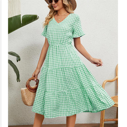 Square Neck Plaid Print Maxi Dress in Multiple Colors
