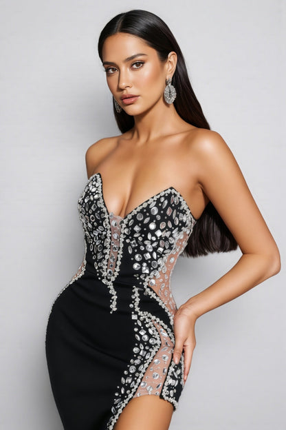 Jorja Diamonate Strapless Maxi Bandage Dress