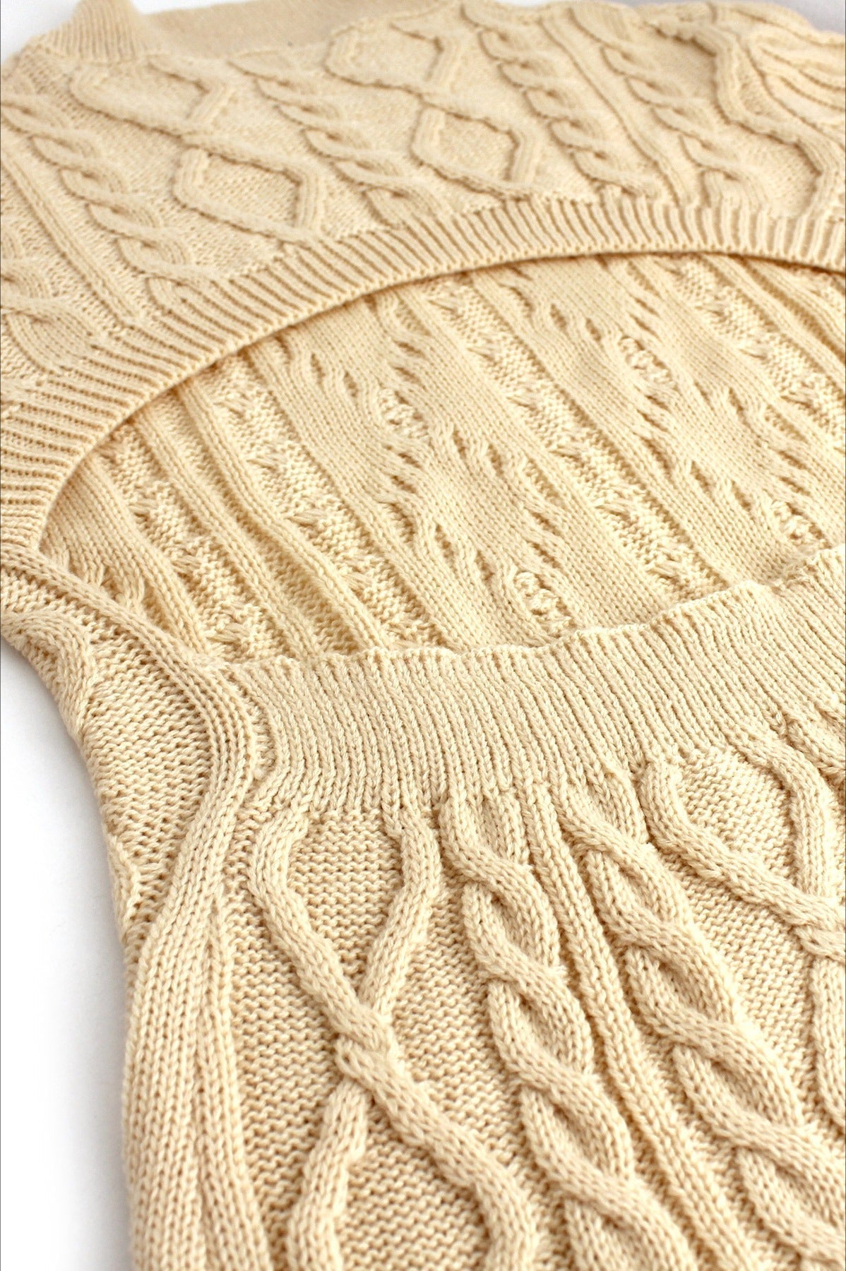 Cable Knit Mock Neck Open-Back Arch Cutout Sweater Mini Dress