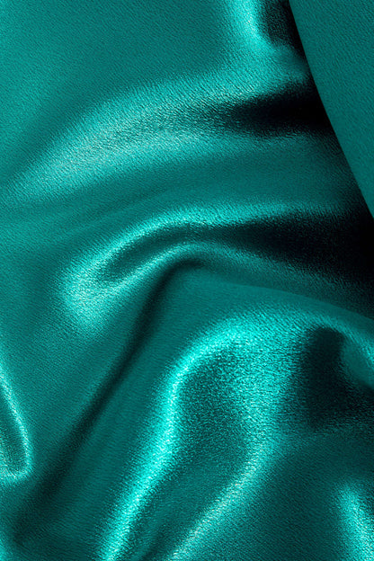 Strapless Sequin Bodice Ruched Satin Knot Hip High Slit Maxi Gown