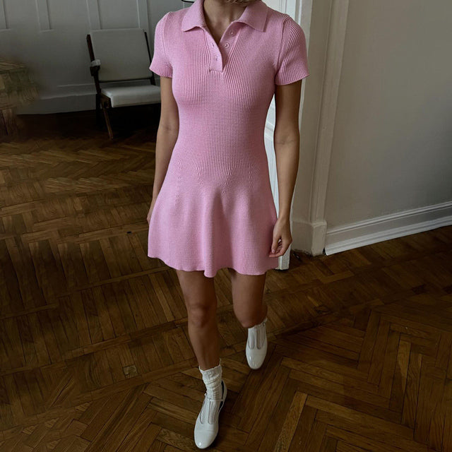 TARUXY Short Sleeve Knitted Mini Dress For Women Fashion Outfits Ribbed Slim Fit Elegant Hip Wrap Sexy Solid Bodycon Party Dress