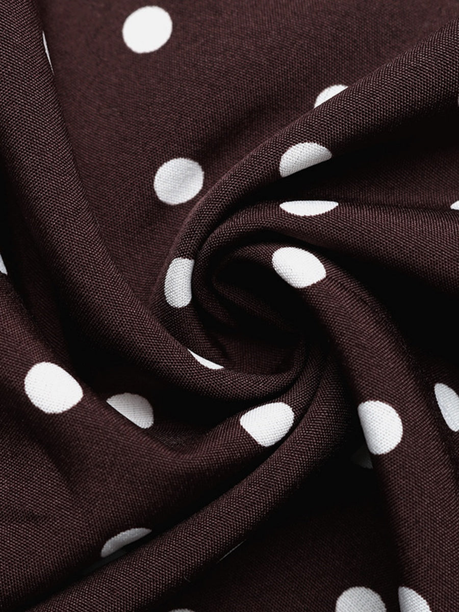Halter V-neck Polka Dots Vacation Retro Maxi Dresses