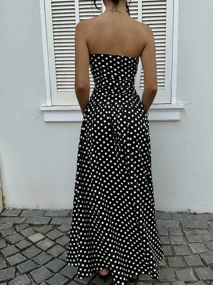 Off-shoulder Polka Dots A Grace Maxi Dresses