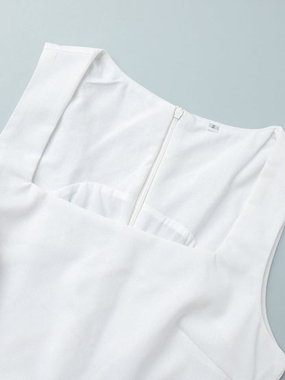 Square Collar Cotton And Linen Camisoles Leisure Temperament Maxi Dresses