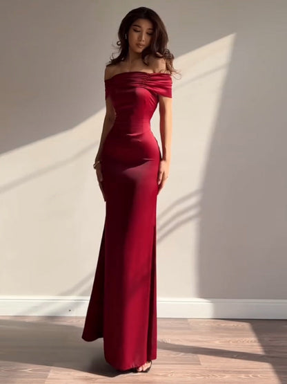 Off Shoulder Hip-hugging Parties Maxi Dresses