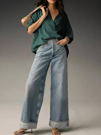 Short-sleeved Collared Casual Loose T-shirt
