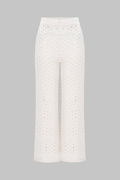 Knit Hollow Out Top And Trousers Set
