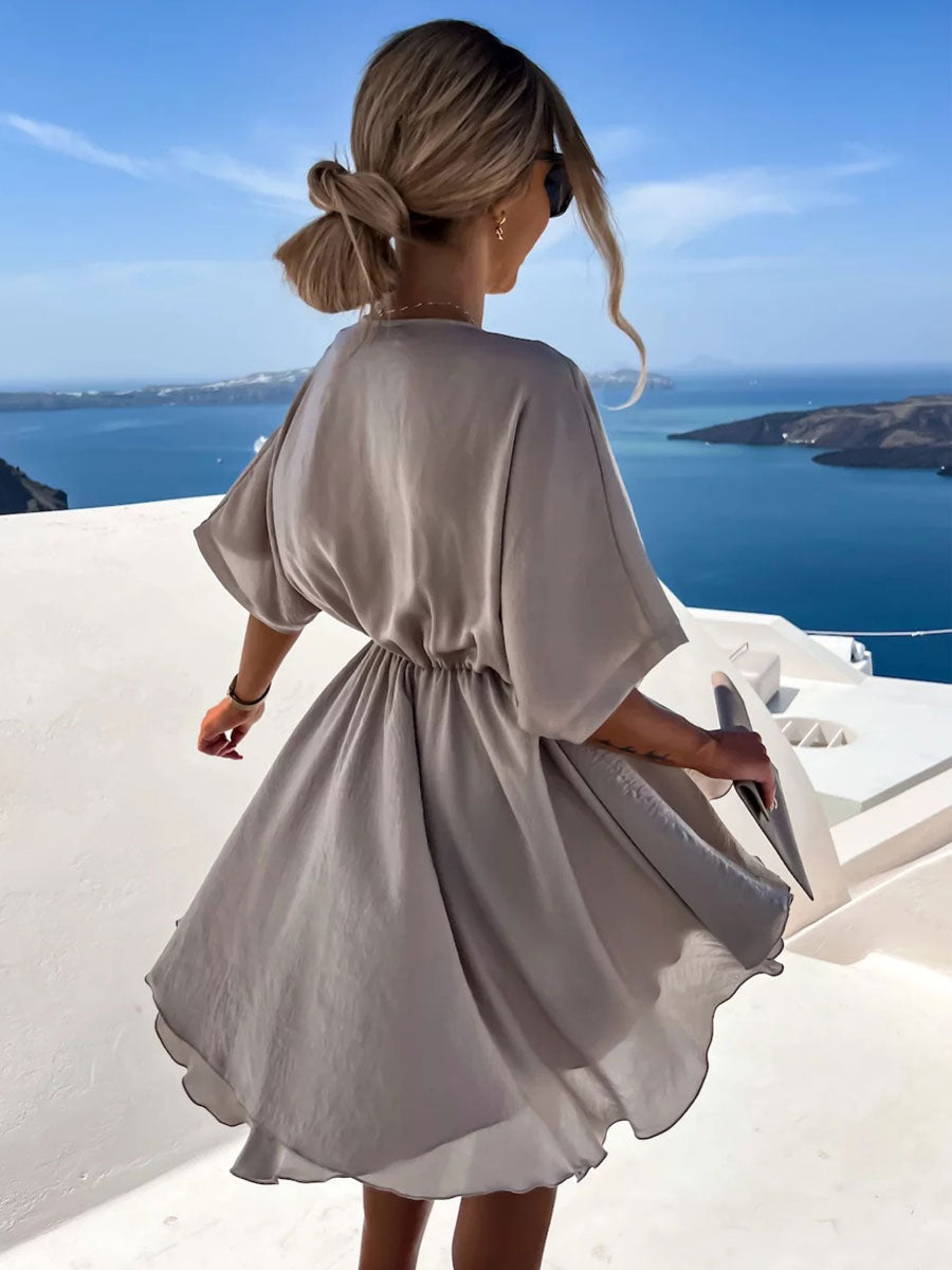 Mini Dresses Black Half Sleeves Short Dress