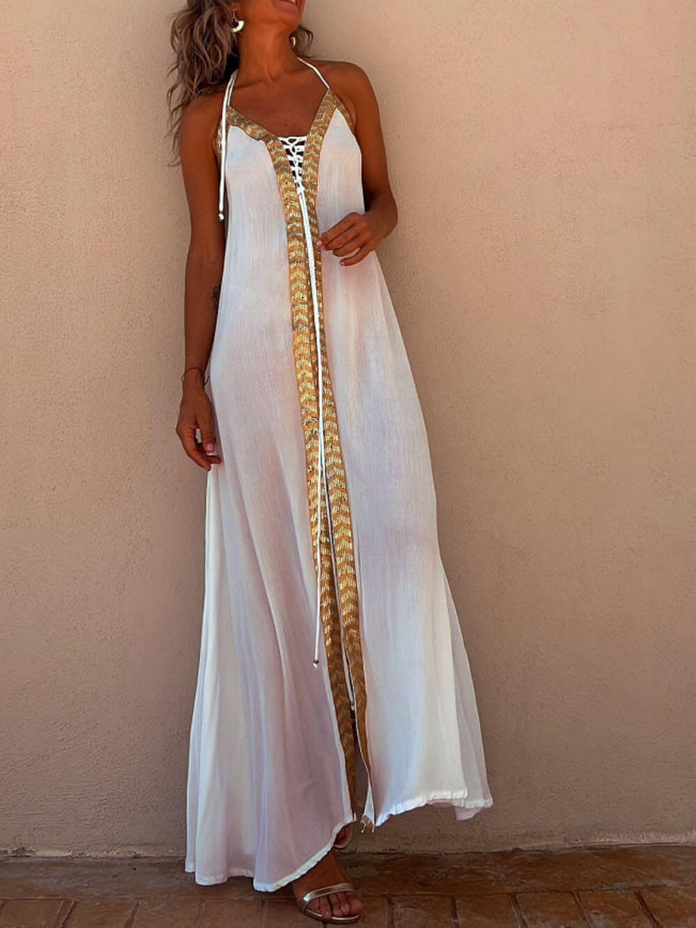 Isla - Turquoise Halter Maxi Dress
