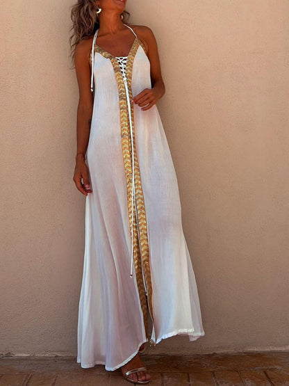 Isla - Turquoise Halter Maxi Dress