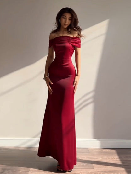 Off Shoulder Hip-hugging Parties Maxi Dresses