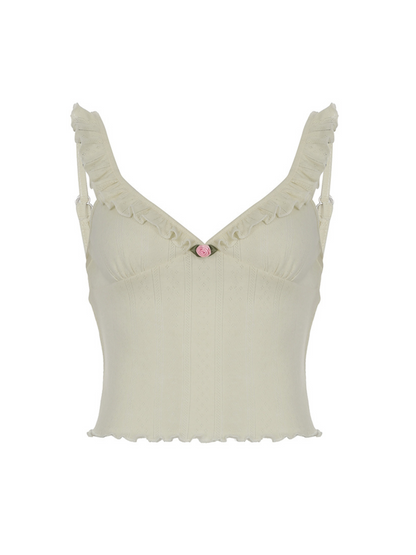 Ethel Ruffle Trim Knit Crop Top