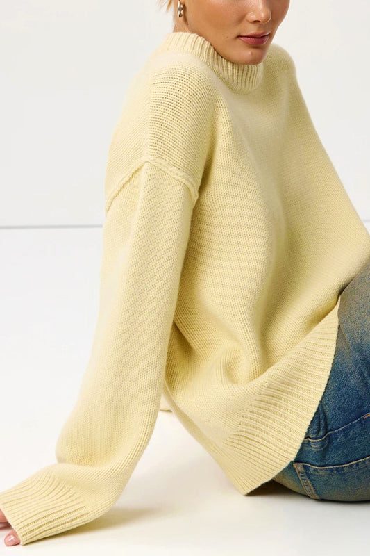 Round Neck Solid Color Pullover Sweater