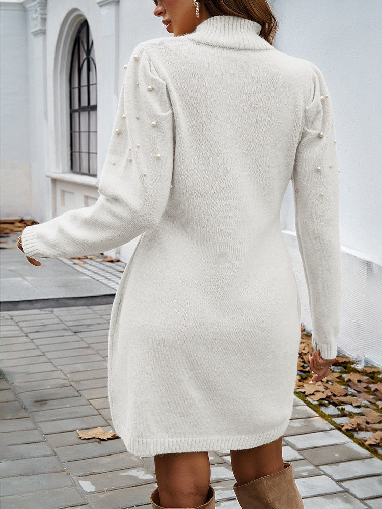 High-neck Bodycon Sweater Short Dress