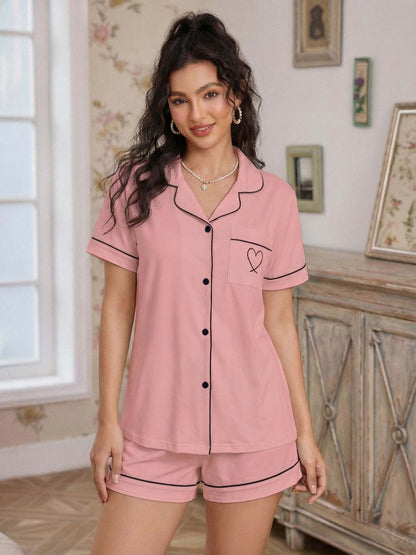 Cardigan Short-sleeved Shirt And Shorts Set That Can Be Worn As Loungewear