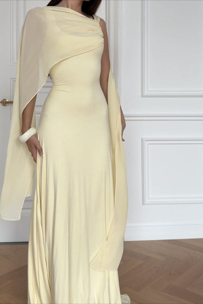 | Solid Sash Shawl Cami Maxi Dress