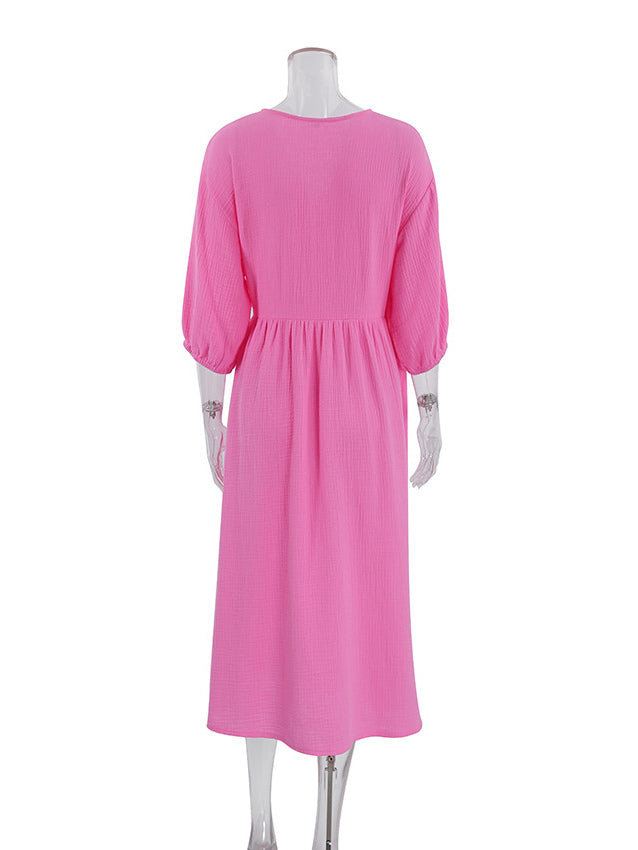 Wrap Dress V-Neck Half Sleeves Belted Casual Summer Midi Dresses
