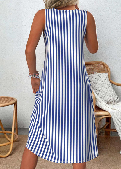 Chic Coastal Striped A-Line Dress