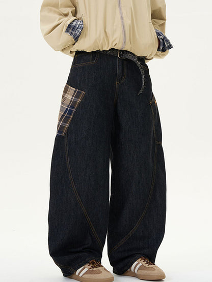 Large Pocket With Retro Design Boyfriend Jeans