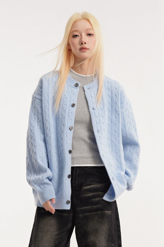 Relaxed Fit Cable Cardigan