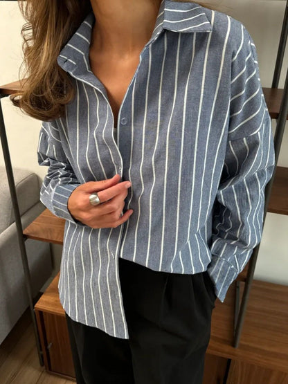 Stripes Cardigan Commuting Shirts