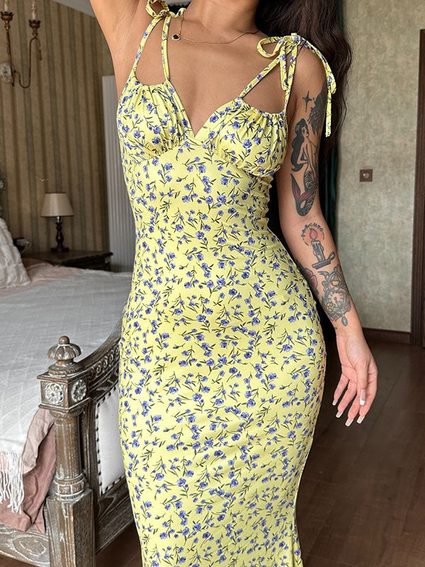Floral Print Spaghetti Strap Maxi Dress