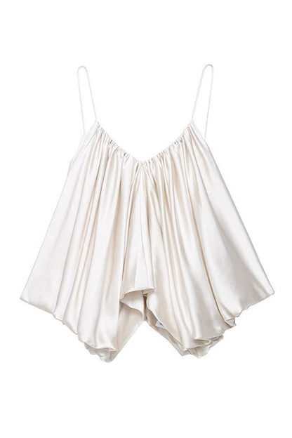 Margovil Spaghetti Strap Draped Satin Top