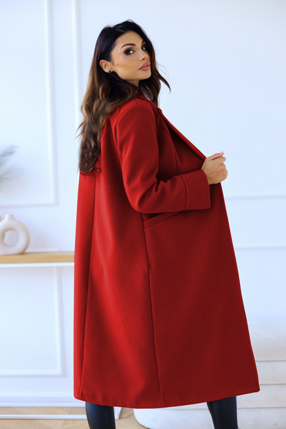 Wool Blend Double Breasted Lapel Elegant Overcoat