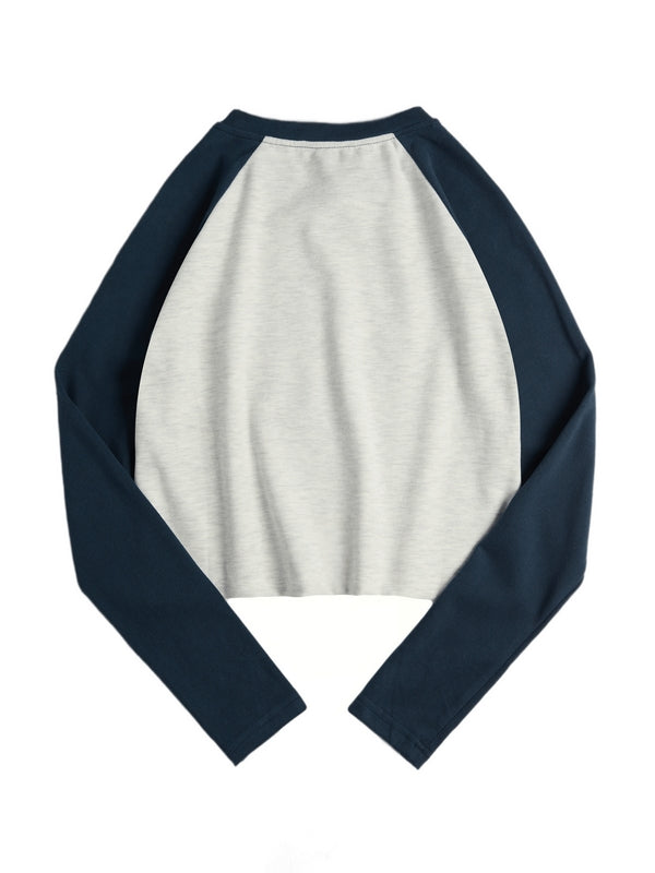 Blurred Heart Print Raglan Long Sleeve Tee