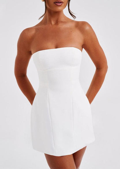 Strapless Princess Seam Pocket A Line Mini Dress
