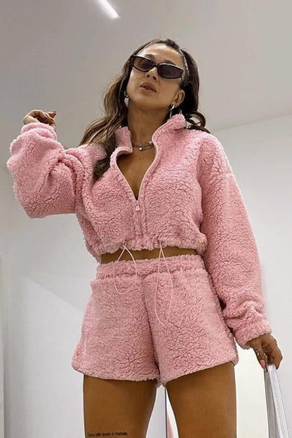 | Fleece Lined Cropped Two Piece Set