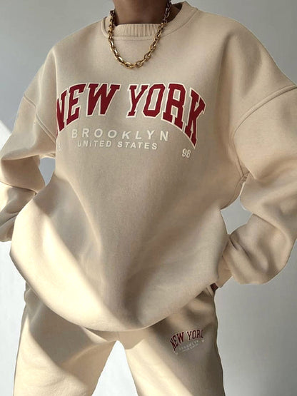 Contrast Color Letter Print Pullover Sweatshirt
