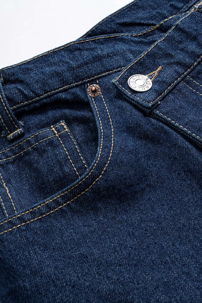 Button Wide-Leg Jeans