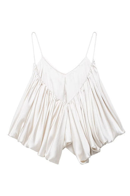 Margovil Spaghetti Strap Draped Satin Top