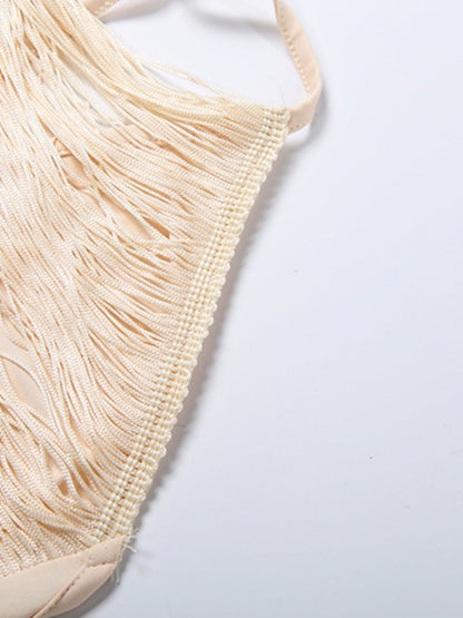 Tassel V-neck Halter Hip-hugging Mini&Short Dresses