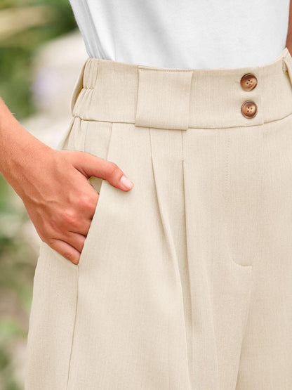 High-waisted Solid Color Comfortable Shorts With Pockets