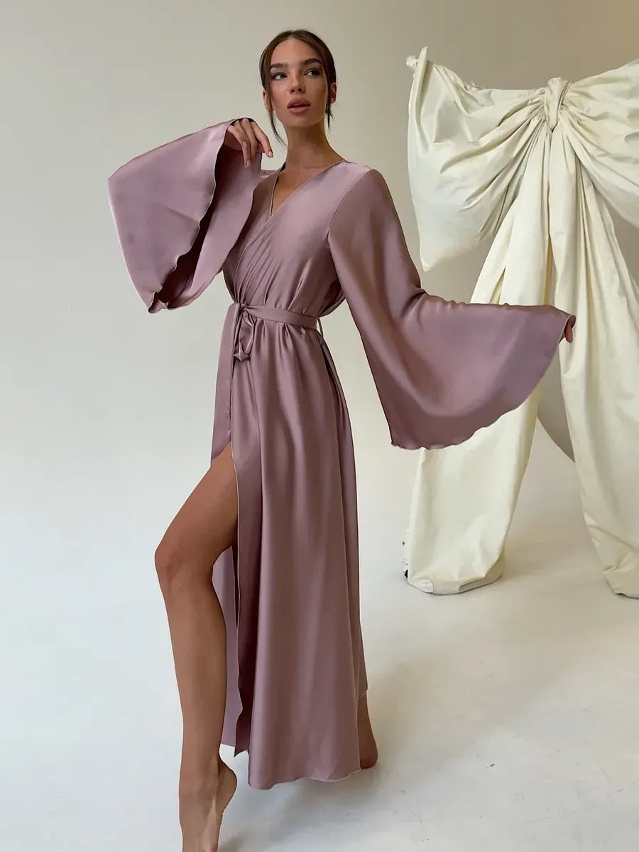 V-neck Thin Strap Nightgown Lazy Style Parties Maxi Dresses