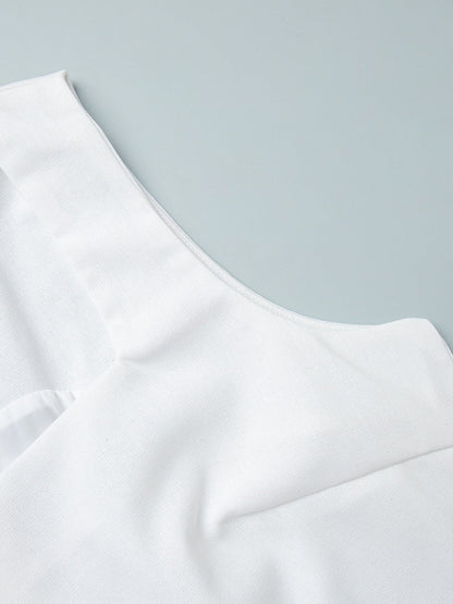 Square Collar Cotton And Linen Camisoles Leisure Temperament Maxi Dresses