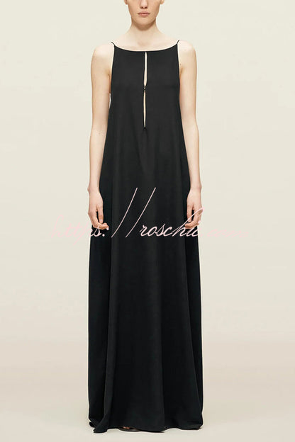 Sexy Satin Cutout Sling Backless Maxi Dress