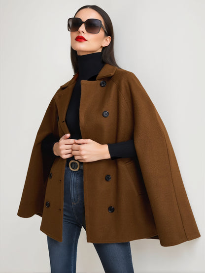 Poncho Double Breasted Woolen Cape Outerwear For Women 2026